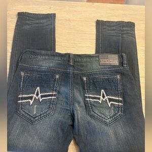 Affliction Gage Apex Hodges Biker Distressed Slim Straight Denim Jeans